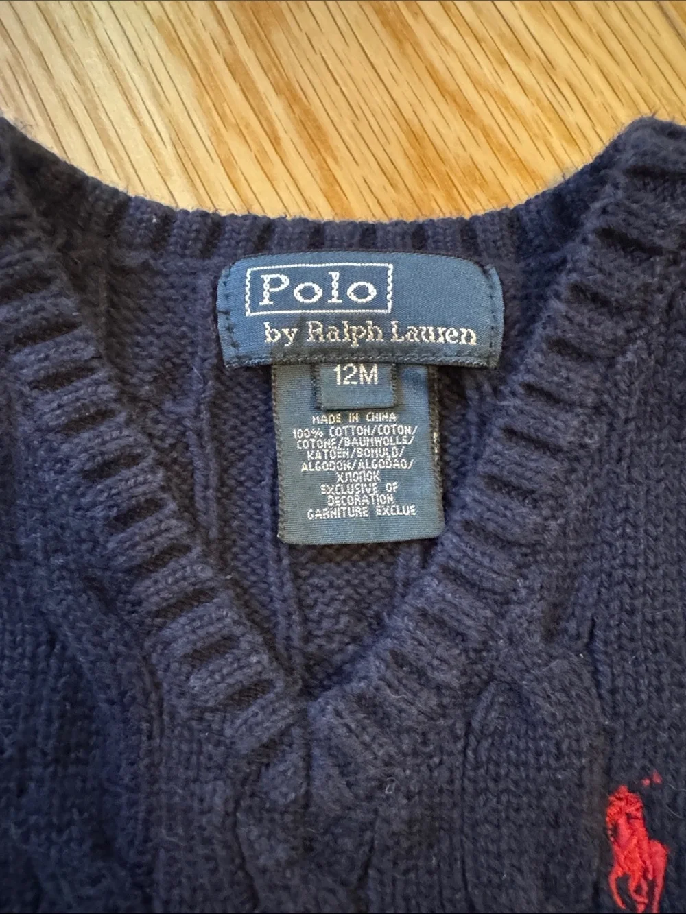 Ralph Lauren Navy Cable Knit Vest with Red Pony